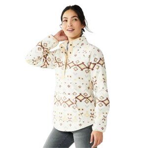 Sonoma Lightweight Fleece Quarter Snap Pullover Top Women Size M Cabincore Boho